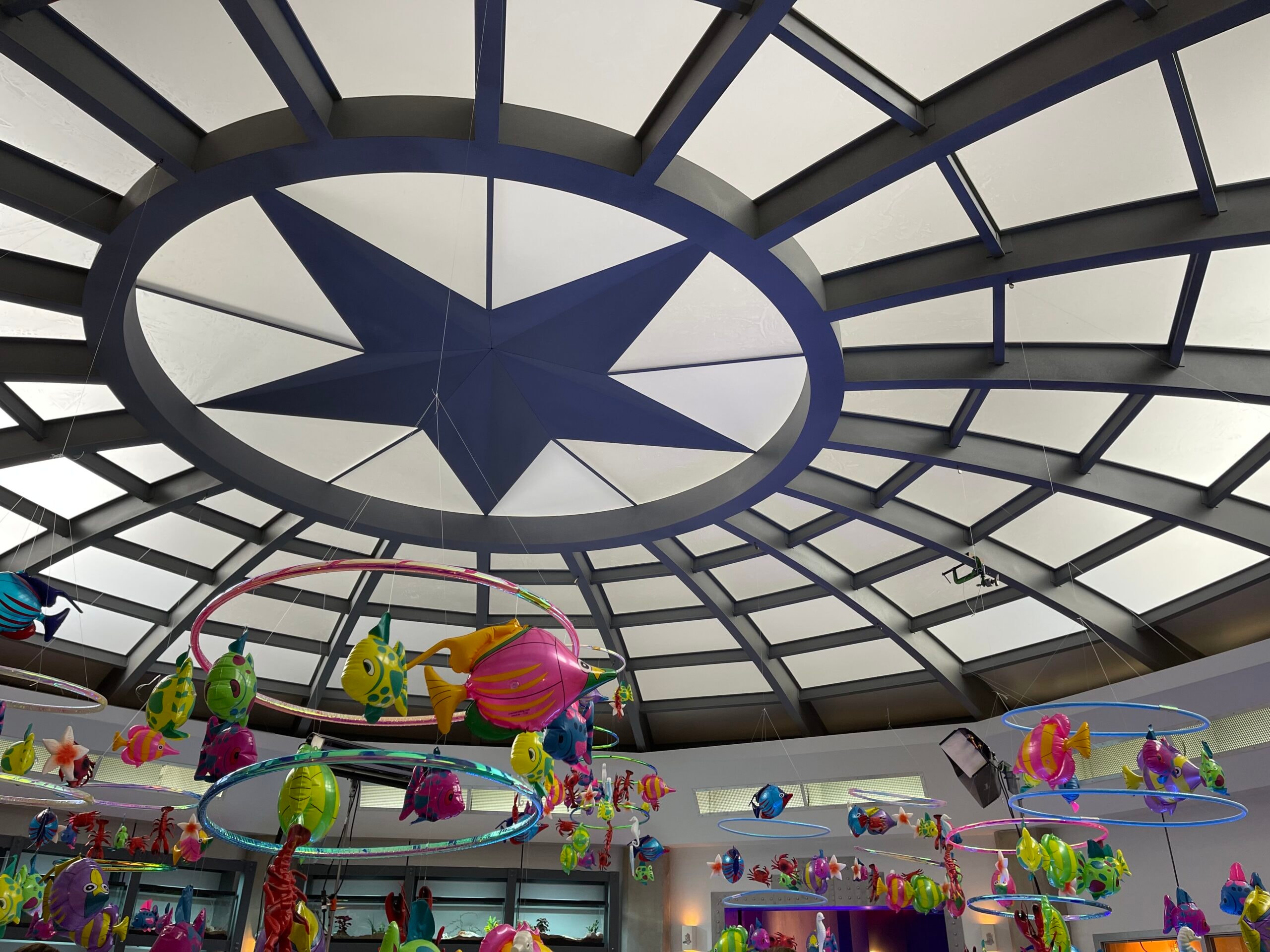 Saving Bikini Bottom: The Sandy Cheeks Movie — dome interior with colorful fish decorations