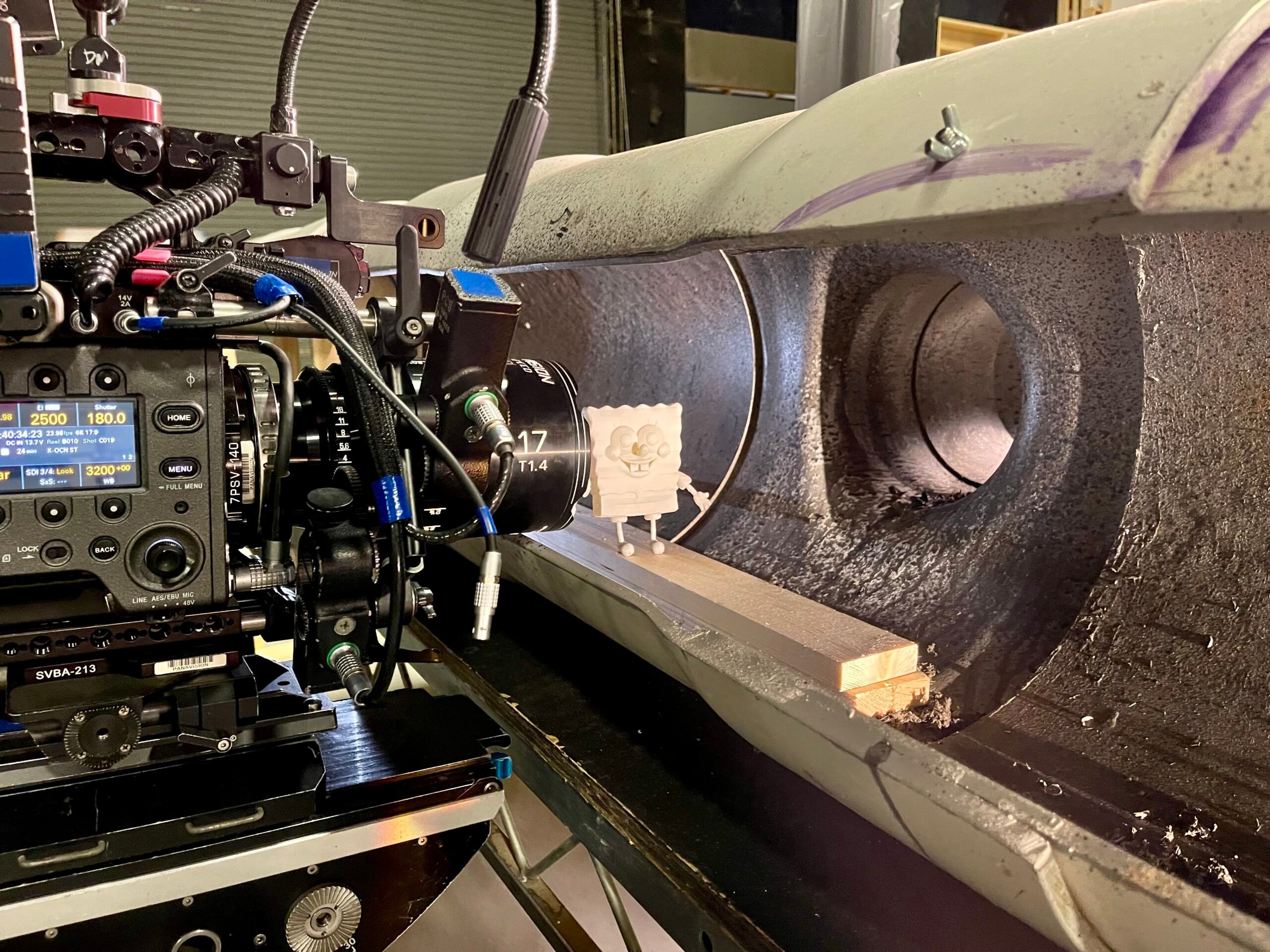 Saving Bikini Bottom: The Sandy Cheeks Movie — camera setup with SpongeBob figurine on cannon